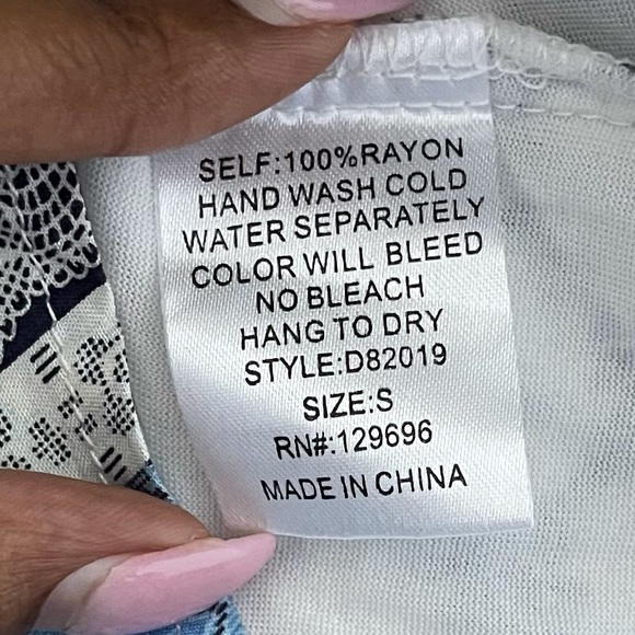 Francesca’s Navy Blue and White Print Mini Dress - Picture 9 of 10